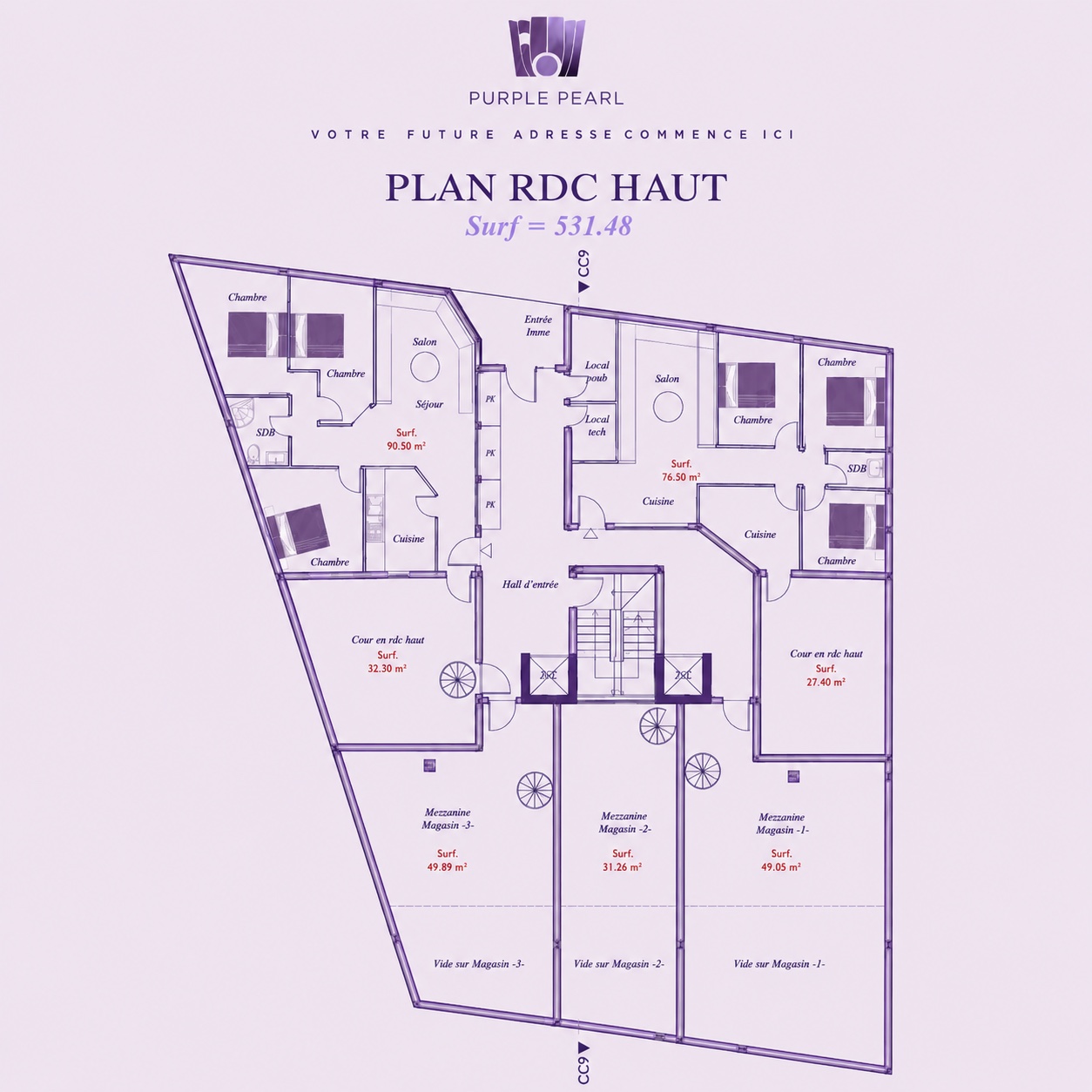 RDC haut : Appartement + mezzanine
