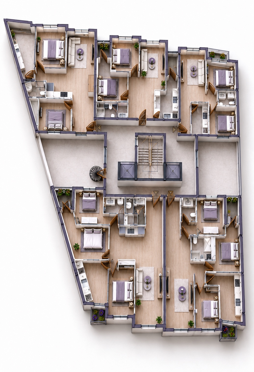 Étages 1, 2, 3 et 4 - Plan 3D